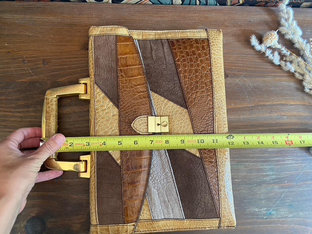 Vintage Sudhaus Leather Crocodile Print Patchwork Handheld or