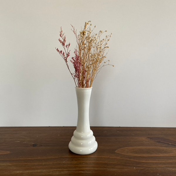Little White Ceramic Bud Vase, Neutral Home Decor, Minimalist Floral Gift, Mother's Day Gift, Bridal Shower Table