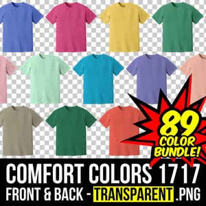 Comfort Colors 1717 Front and Back Mockup Bundle, T Shirt Mockup PNG, C1717 Transparent, 1717 Flat Lay Mockup, Comfort Colors Mockup Bundle