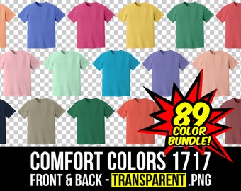 Comfort Colors 1717 T-Shirt Mockup Bundle, Front & Back PNG (Digital Download)