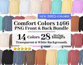 Comfort Colors 1466 Mockup-paket, Comfort Colors 1466 Mockups fram och bak, C1466 Mockup, Comfort Colors Mockup för rundhalsad tröja
