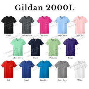 Editable Gildan 2000L Color Chart & Size Chart Canva - Etsy