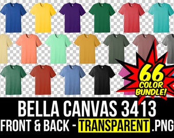 Bella Canvas 3413 Front and Back Mockup Bundle, T Shirt Mockup PNG, 3413C Transparent, Front and Back 3413, Mock Up Bundle