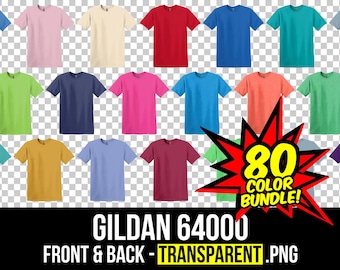 Gildan 64000 Front and Back Mockup Bundle, T Shirt Mockup PNG, G640 Flat Lay, Front and Back 64000, Mock Up Bundle