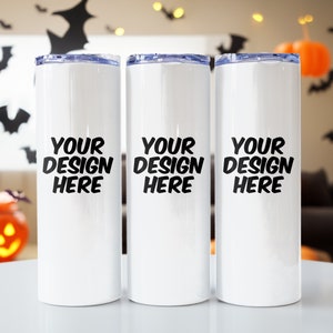 20 Oz Skinny Tumbler Halloween Mockup, No Straw Tumbler, Skinny Tumbler Mockup PSD, Tumbler Mockup PNG