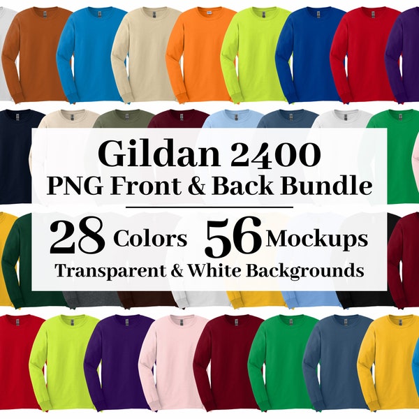 Gildan 2400 PNG Mockup Bundle, Transparent + White Backgrounds, All 28 Colors High Resolution, Crewneck Sweatshirt Mockups G240