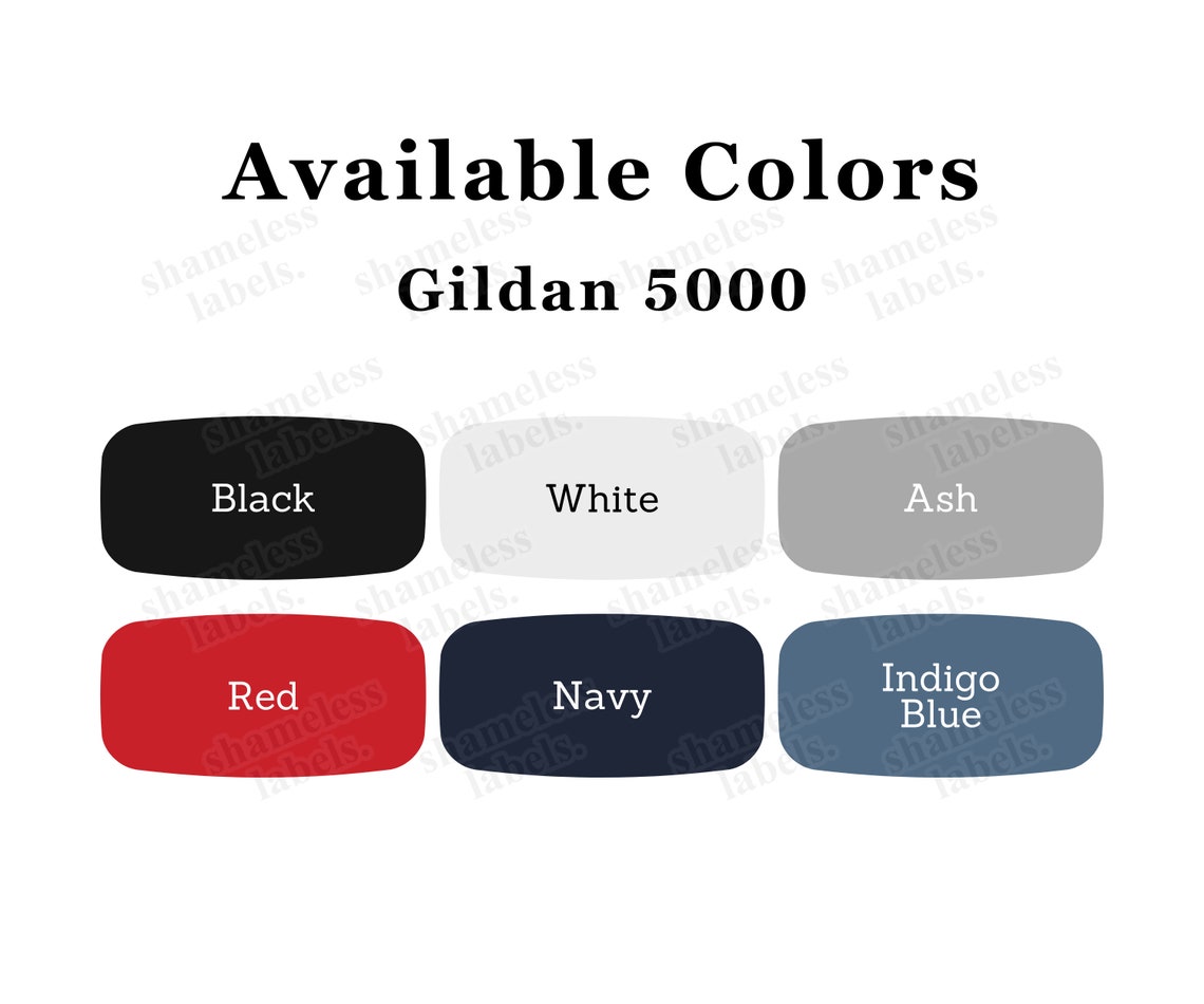 Editable Gildan 5000 Color Chart, All 70 Colors, Gildan G500 Color ...