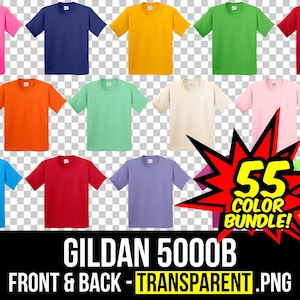 Gildan 5000B Front and Back Mockup Bundle, T Shirt Mockup PNG, G500B Transparent, Front and Back 5000B, Mock Up Bundle G500B