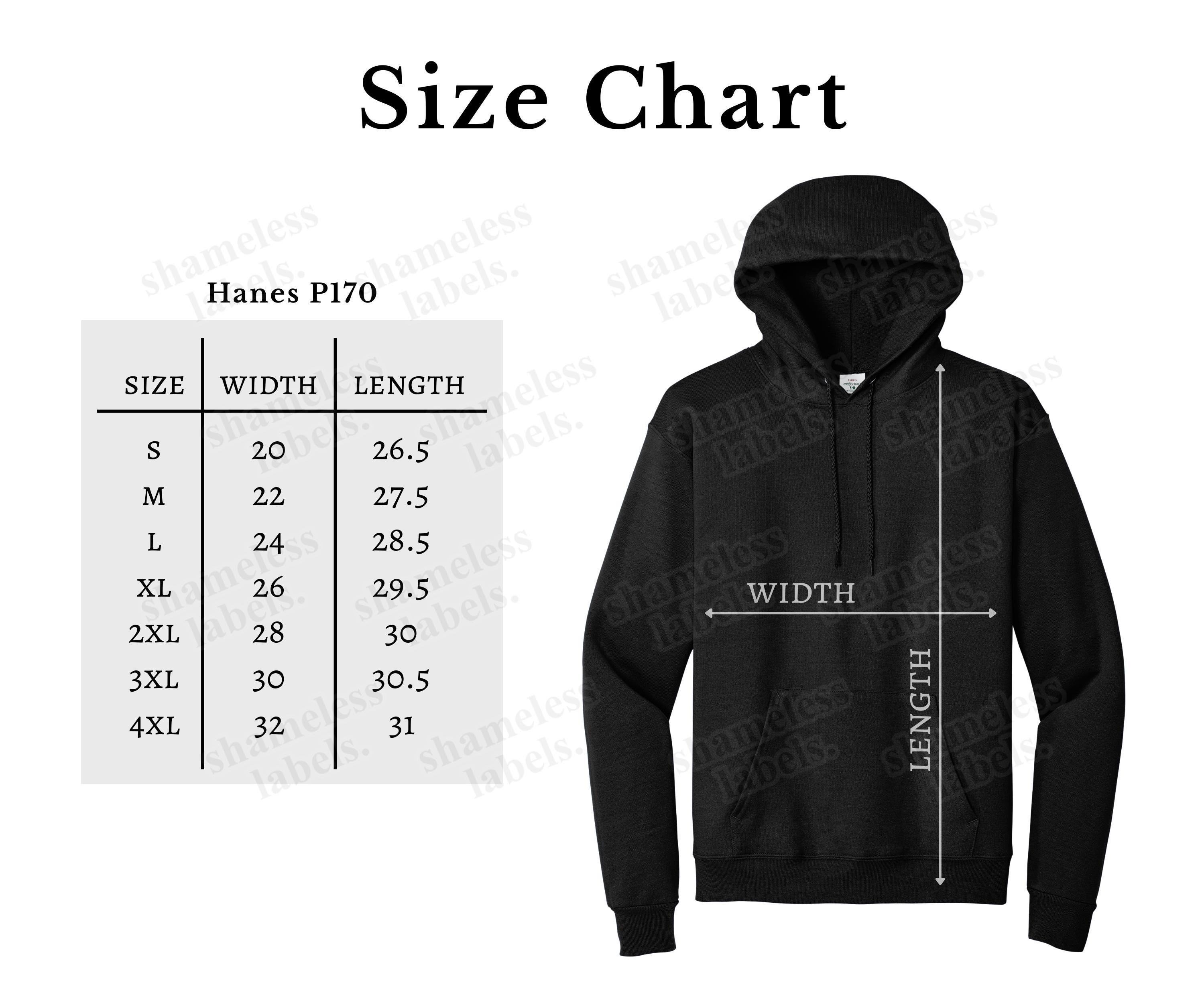 Editable Hanes P170 Color Chart & Size Chart, Canva Template, P170 ...