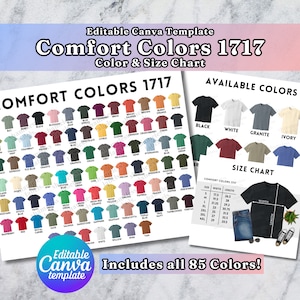 Editable Comfort Colors 1717 Color Chart, Canva Template, C1717 Color Chart, 1717 Size Chart