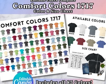 Editable Comfort Colors 1717 Color Chart, Canva Template, C1717 Color Chart, 1717 Size Chart