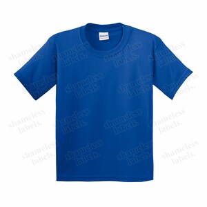 May include: A royal blue short-sleeved t-shirt. The shirt is made of a soft, comfortable material.