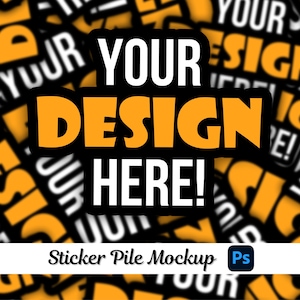 Sticker Pile Mockup, Photoshop Template, Sticker Mockup, Decal Mockup