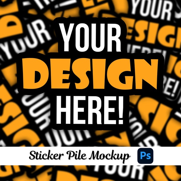 Sticker Pile Mockup, Photoshop Template, Sticker Mockup, Decal Mockup