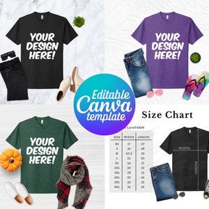 Editable Next Level 6210 Mockup, Canva Template, N6210 Mockup Template, 6210 Size Chart, Next Level Mockup Bundle