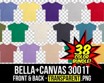 Bella Canvas 3001T Front and Back Mockup Bundle, Mockup T-shirt per bambini PNG, 3001T Trasparente, Front and Back 3001T, Mock Up Bundle