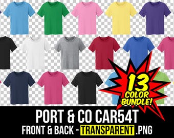 Port & Co CAR54T Mockup-paket fram och bak, Mockup för småbarnströja, Port and Company CAR54T Mockup-paket, Mockup för småbarnströja