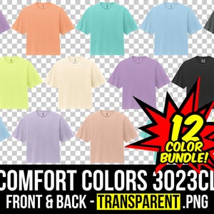 Comfort Colors 3023 Front and Back Mockup Bundle, Heavyweight Women's Boxy Tee Mockup PNG, Flat Lay 3023CL, Front and Back 3023