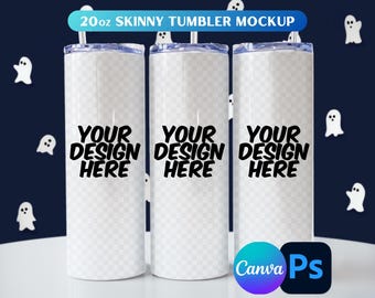 Halloween-tumblermodell: Spökdesign, Photoshop och Canva-mall