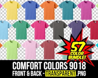 Comfort Colors 9018 Front and Back Mockup Bundle, Youth T Shirt Mockup PNG, C9018 Transparent, Front and Back 9018