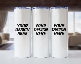 20 Oz Skinny Tumbler Mockup, No Straw Tumbler, Skinny Tumbler Mockup PSD, Tumbler Mockup PNG