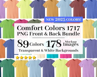 Lot de maquettes Comfort Colors 1717, maquettes recto-verso Comfort Colors 1717, maquette C1717, maquette de t-shirt Comfort Colors