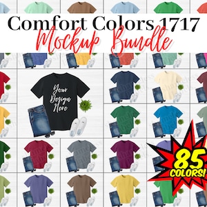 Comfort Colors 1717 Mockup Bundle, All 85 Colors High Resolution, T-shirt Mockups C1717