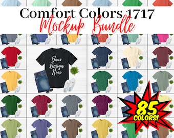 Comfort Colors 1717 Mockup Bundle, All 85 Colors High Resolution, T-shirt Mockups C1717