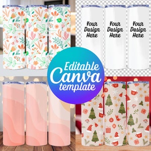 Drag and Drop 20oz Tumbler Mockup, Canva Tumbler Template, 20 Oz Skinny Tumbler Mockup, Canva Template