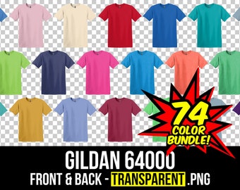 Gildan 64000 Front and Back Mockup Bundle, T Shirt Mockup PNG, 64000 Transparent, Front and Back 64000, Mock Up Bundle