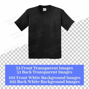 May include: A black t-shirt with short sleeves and a crew neck. The shirt is a blank template for creating custom designs.