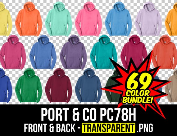 Port & Co PC78H Front and Back Mockup Bundle, Hoodie Mockup, Port and Company PC78H Mockup Bundle, Mock Up Bundle