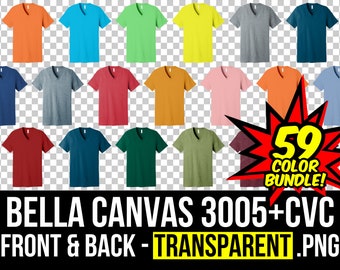 Bella Canvas 3005 & 3005CVC Front and Back Mockup Bundle, 3005 T Shirt Mockup, Front and Back Flat 3005, Mock Up Bundle