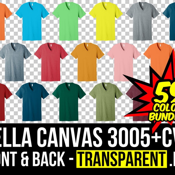 Bella Canvas 3005 & 3005CVC Front and Back Mockup Bundle, 3005 T Shirt Mockup, Front and Back Flat 3005, Mock Up Bundle