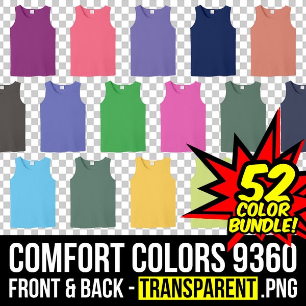 Comfort Colors 9360 Front and Back Mockup Bundle, 9360 Heavyweight Tank Top, Front and Back Transparent PNG C9360, Mock Up Bundle