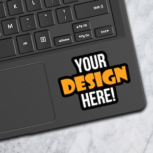Laptop Sticker Mockup Marble Background Black Laptop Mock Up JPG Stock Photo Digital Download