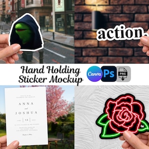 Hand Holding Sticker Mockup, Finger Holding Sticker PNG, Photoshop Canva Mockup, Decal Mockup, Vinyl Sticker Mock Up
