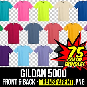 Gildan 5000 Front and Back Mockup Bundle, T Shirt Mockup PNG, G500 Transparent, Front and Back 5000, Mock Up Bundle G500