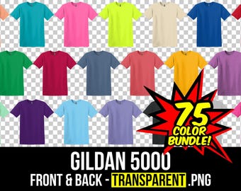 Gildan 5000 T-Shirt Mockup Bundle, Front & Back PNG (Digital Download)