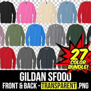 Gildan SF000 Front and Back Mockup Bundle, Softstyle Crewneck Sweatshirt Mockup PNG, SF000 Transparent, Front and Back SF000, Mock Up Bundle