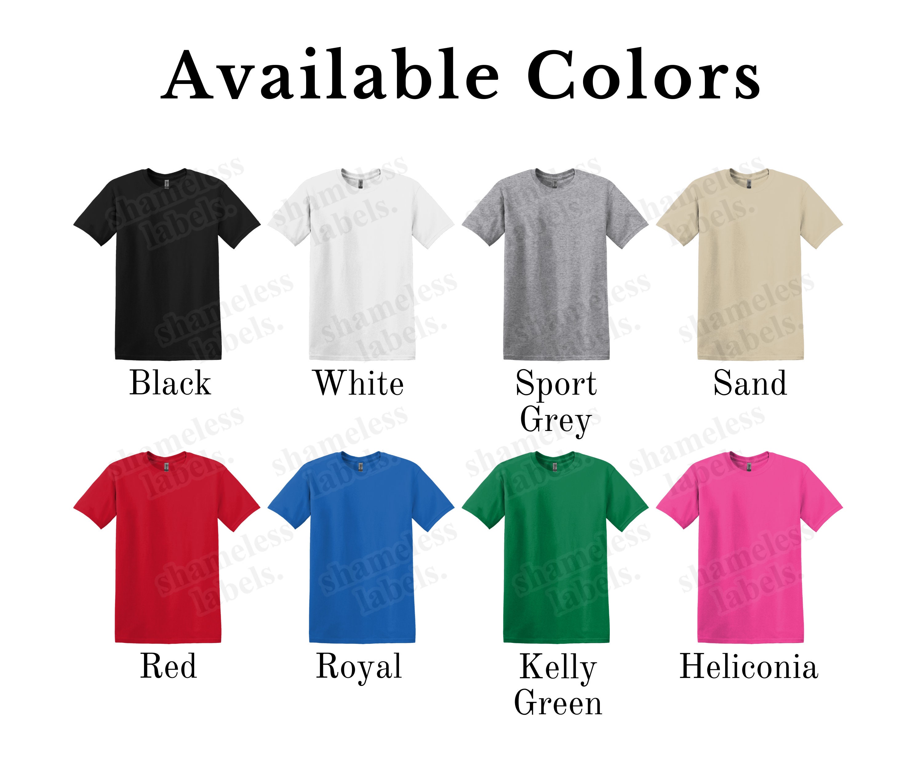 Editable Gildan 64000 Color Chart & Size Chart Canva Etsy Australia