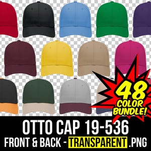 May include: A set of 48 blank baseball caps in various colours. The caps are shown in a collage with a red and yellow graphic that says "48 Colour Bundle!" The caps are all the same style, with a curved brim and a flat crown. The caps are made of a soft, breathable fabric and are perfect for everyday wear.
