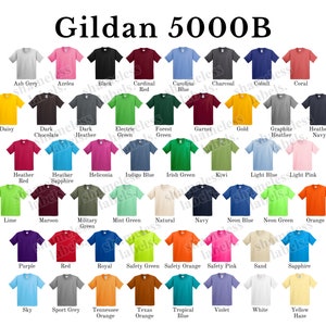 Editable Gildan 5000B Color Chart & Size Chart, Canva Template, G500B ...