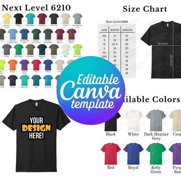 Next Level 6210 Color Chart Etsy