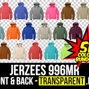 Jerzees 996 Front and Back Mockup Bundle, Hoodie Mockup PNG, 996 Transparent, Front and Back 996M, Mock Up Bundle 996MR