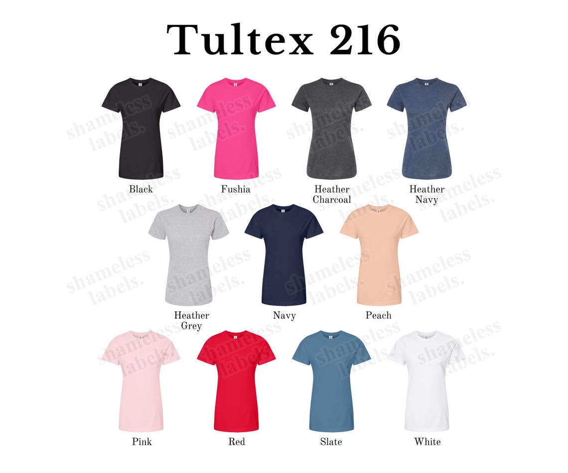 Editable Tultex 216 Color Chart & Size Chart, Canva Template, 216 Color ...