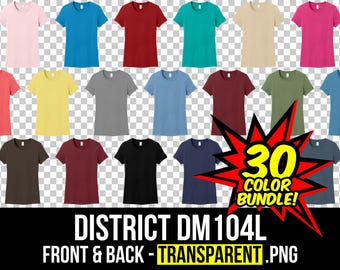 District DM104L Mockup-paket fram och bak, T-shirt-mockup för kvinnor PNG, DM104L-mall, District Mockup-paket DM104L