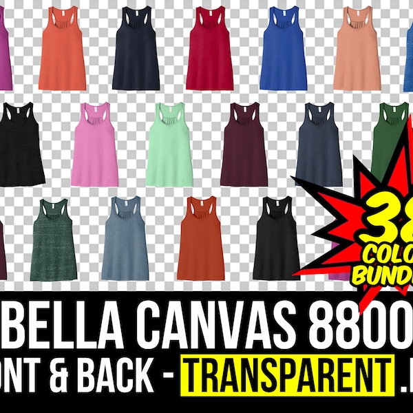 Bella Canvas 8800 Front and Back Mockup Bundle, Racerback Tank Mockup, B8800 Mockup, Front and Back Flat 8800, Mock Up Bundle