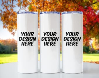 20 Oz Skinny Tumbler Fall Mockup, No Straw Tumbler, Skinny Tumbler Mockup PSD, Tumbler Mockup PNG