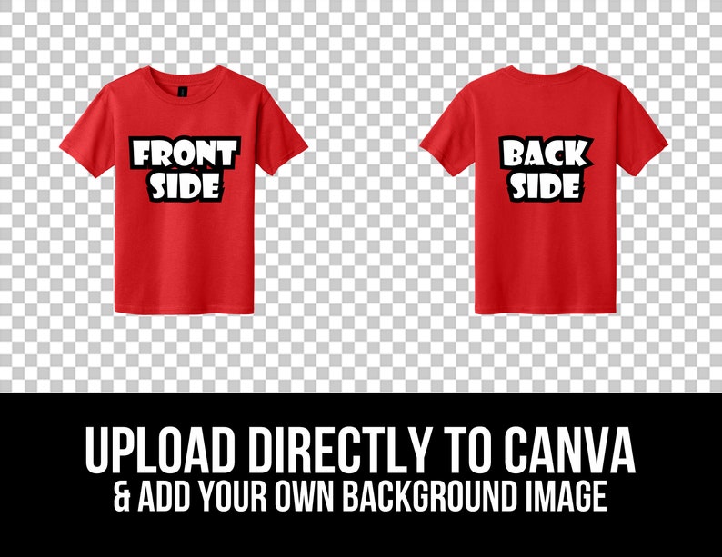 May include: Red t-shirt with white text that says "FRONT SIDE" on the front and "BACK SIDE" on the back.
